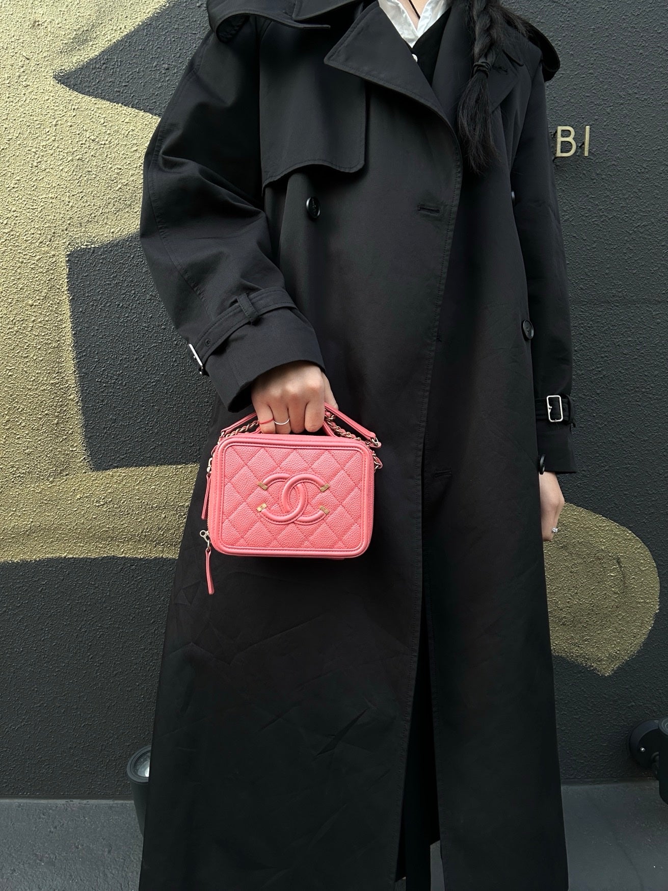 Chanel Filigree Coco Mark Shoulder Bag, Caviar Leather, Pink (With Key, Cadena, Cloche, Guarantee Card)