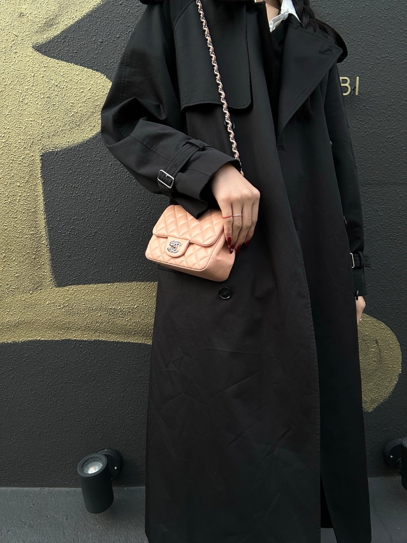 CHANEL Classic Flap Mini Matelassé Crossbody Bag, Lambskin, Beige, Silver Hardware, With Guarantee Card