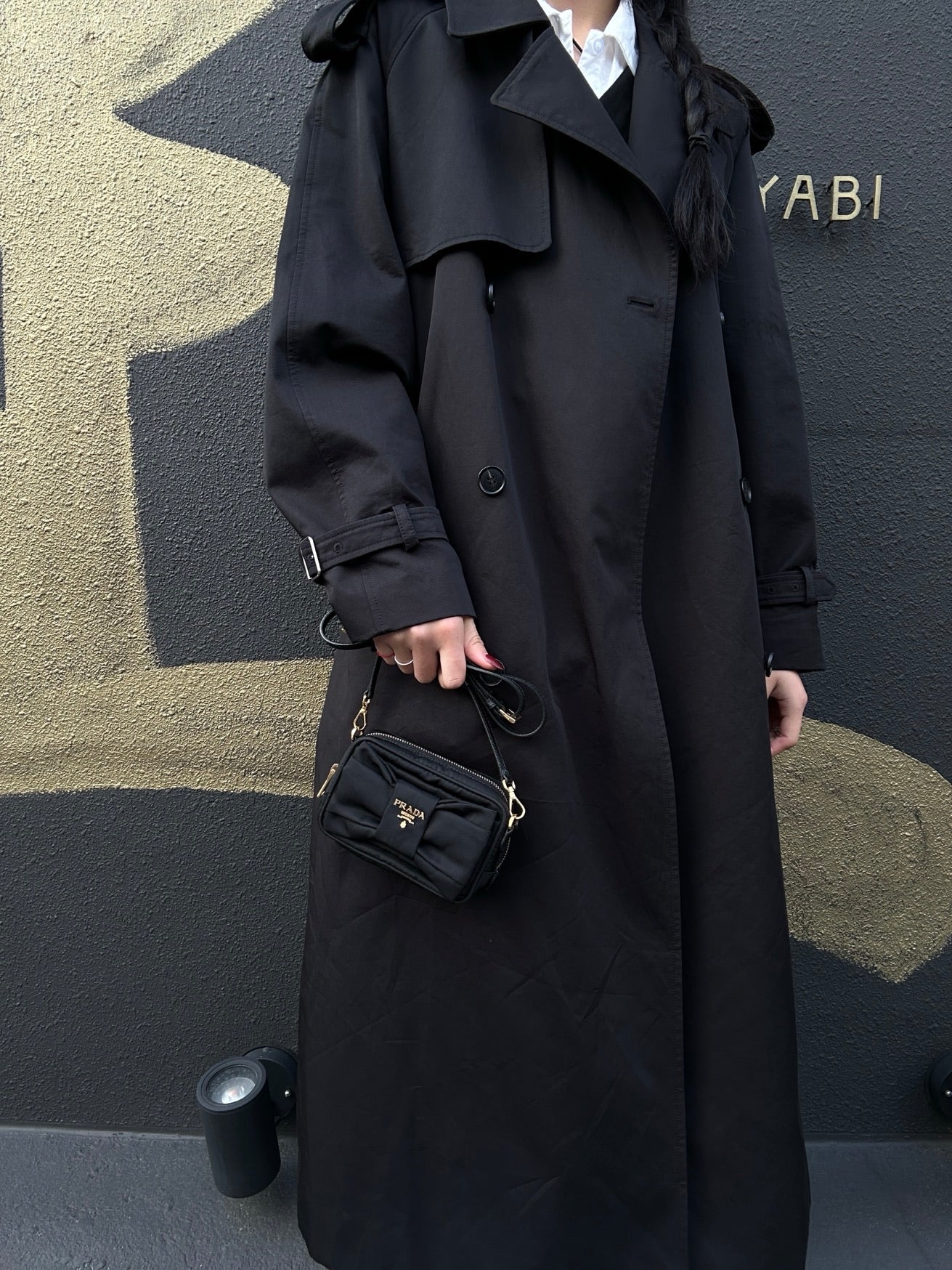 Prada Nylon Ribbon Shoulder Bag in Black with Gold Hardware