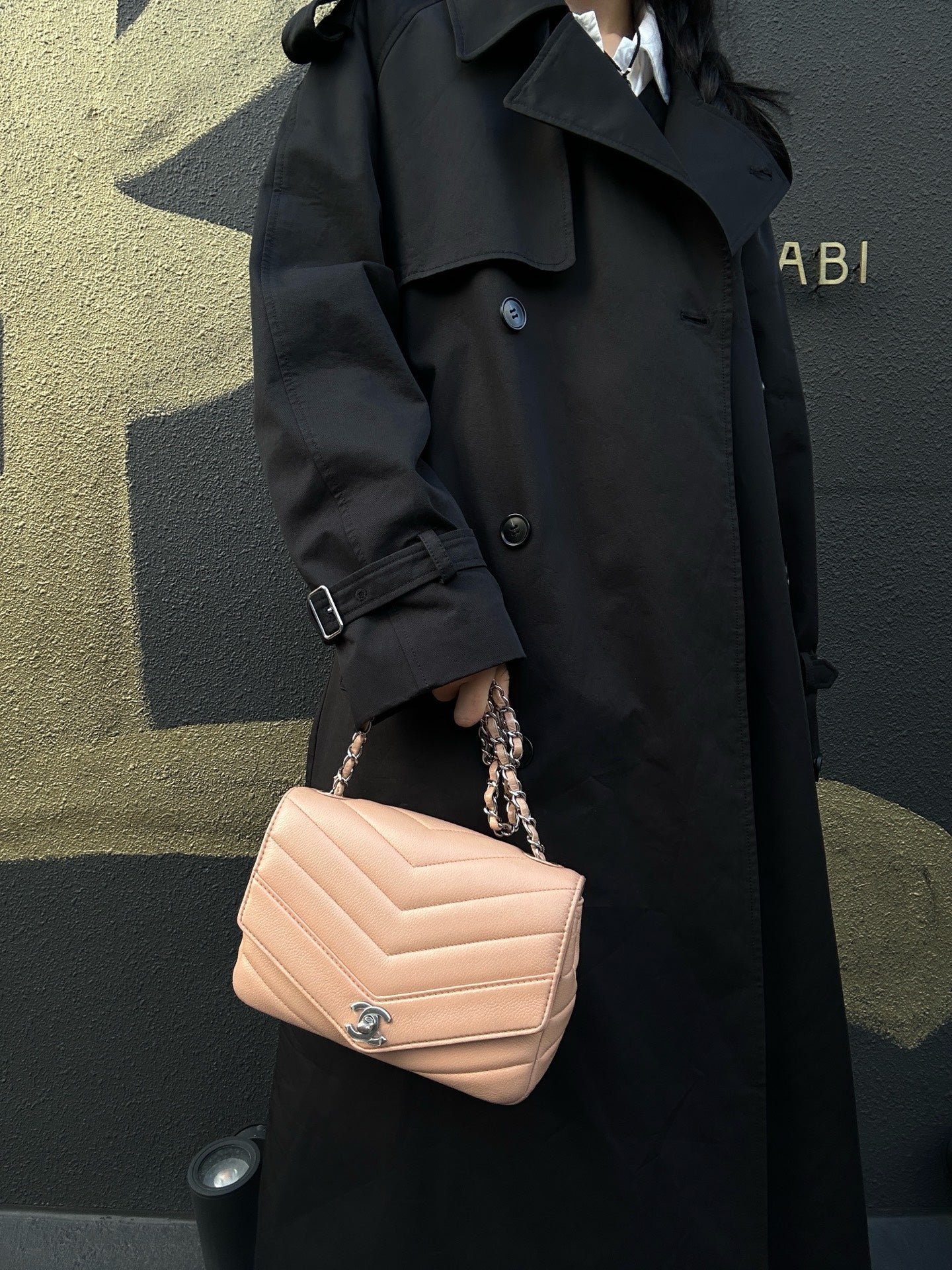 CHANEL Beige Lambskin Quilted V-Stitch Chain Shoulder Crossbody Bag with Silver Hardware & Authenticity Card