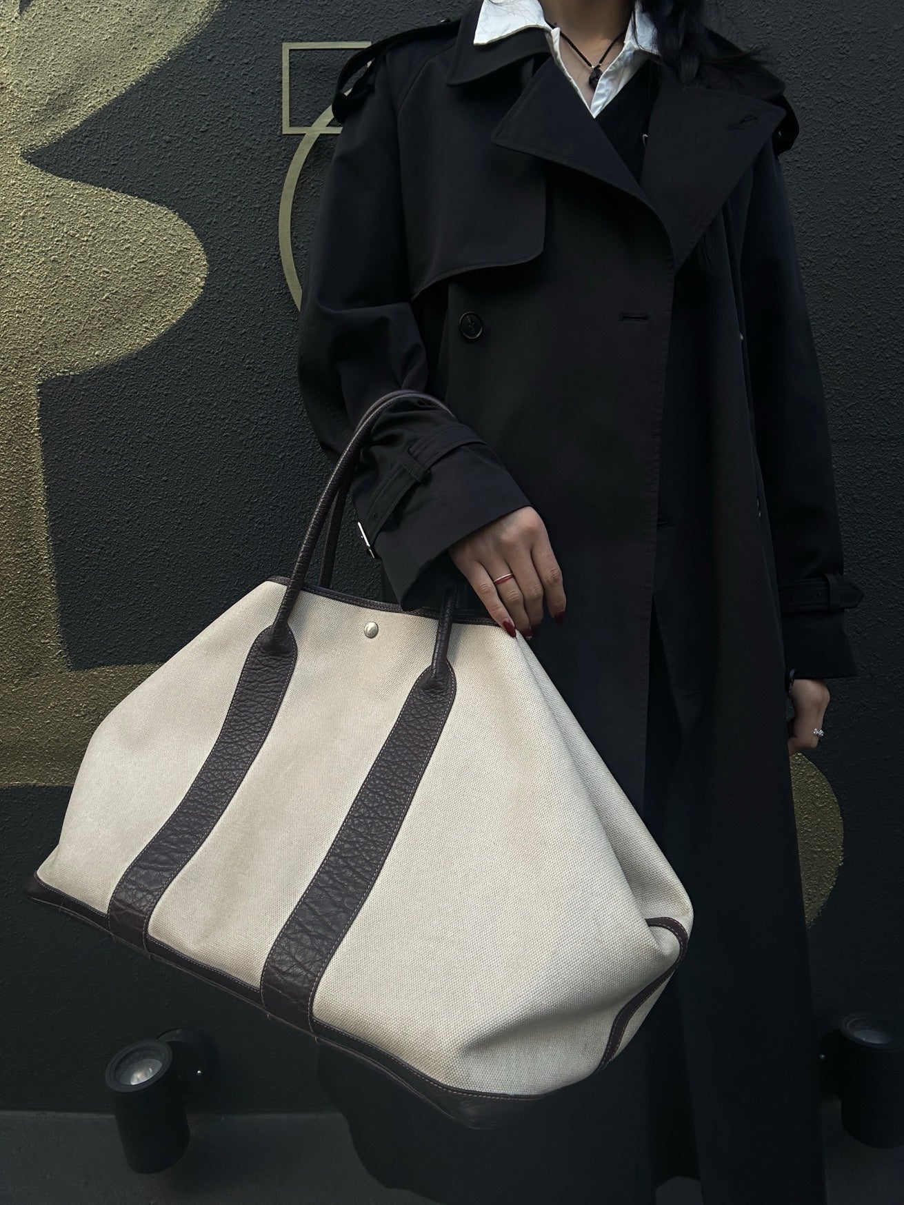 Hermes Beige Toile Ash Garden Party Tote Handbag