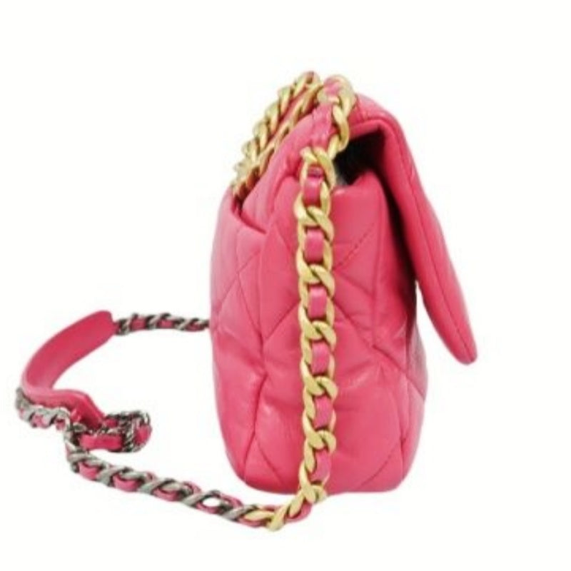 Chanel 19 Flap Bag in Pink Lambskin with Gold Hardware