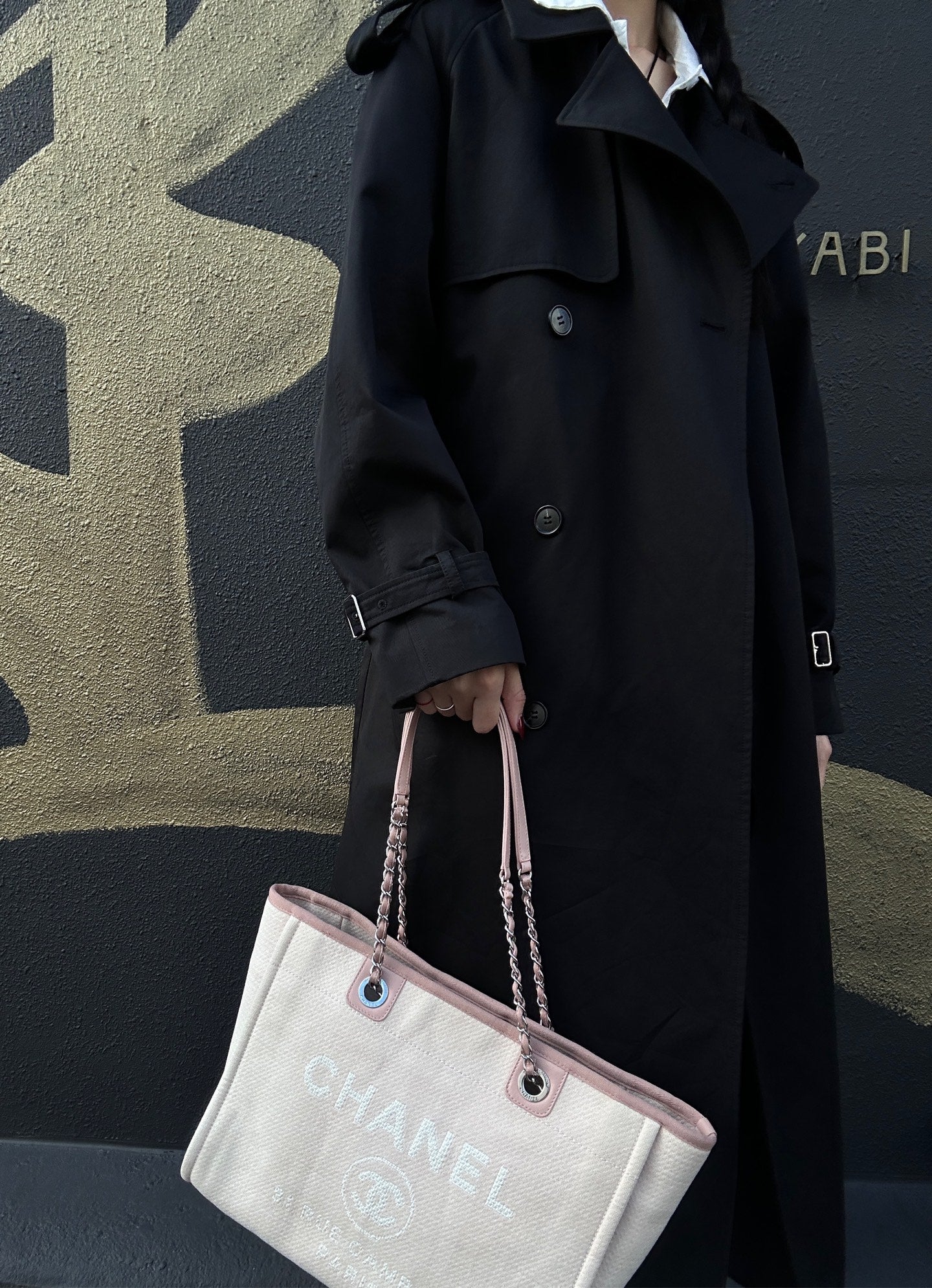 CHANEL Pink Deauville Canvas Tote Shoulder Bag with Silver Hardware