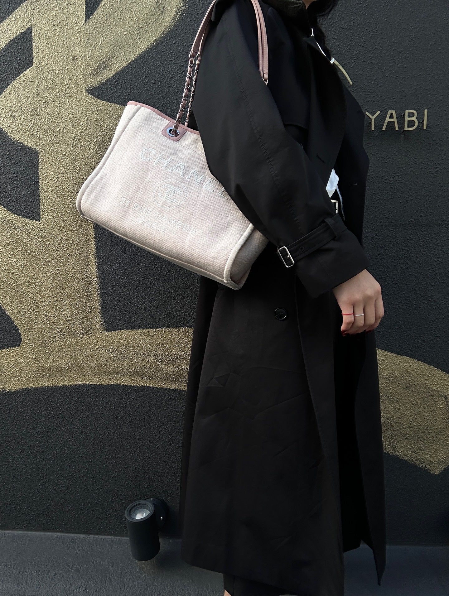 CHANEL Pink Deauville Canvas Tote Shoulder Bag with Silver Hardware