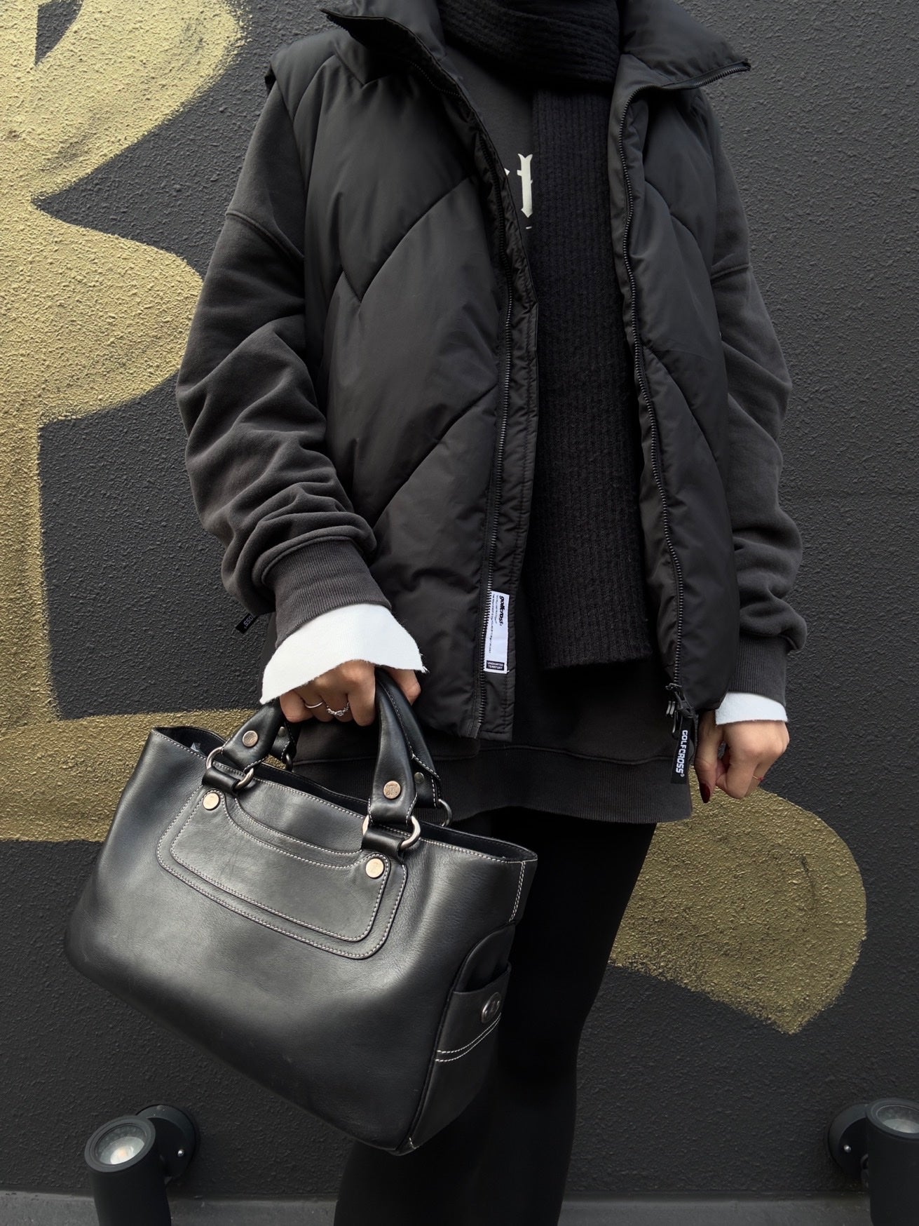 CELINE Triomphe Boogie Bag, Leather, Black