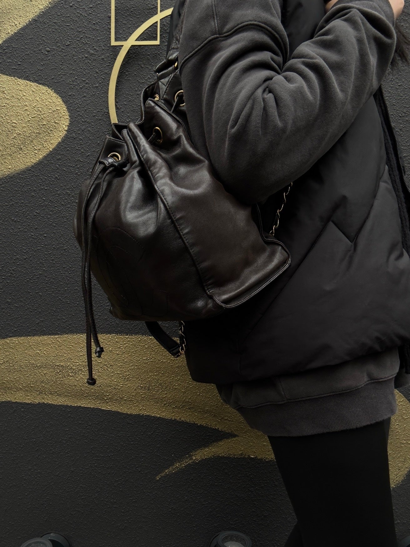 CHANEL Coco Mark Black Lambskin Backpack with Gold Hardware