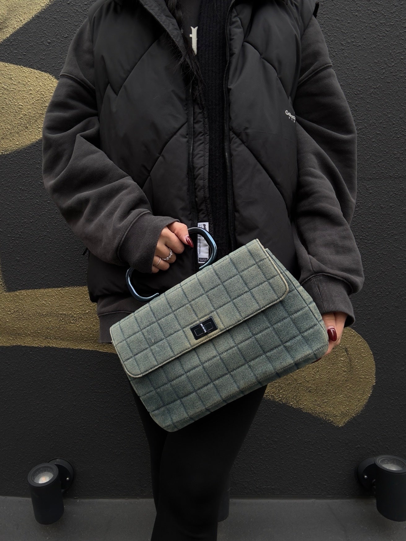 CHANEL Blue Denim Quilted Handbag, with Guarantee Card