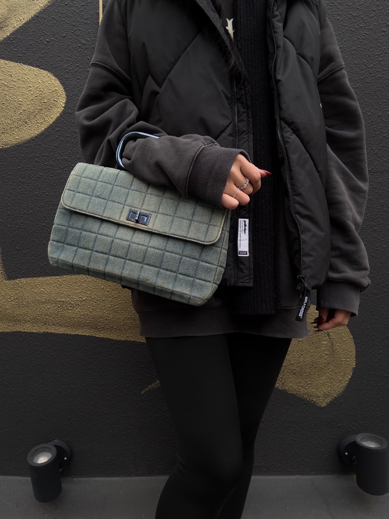 CHANEL Blue Denim Quilted Handbag, with Guarantee Card