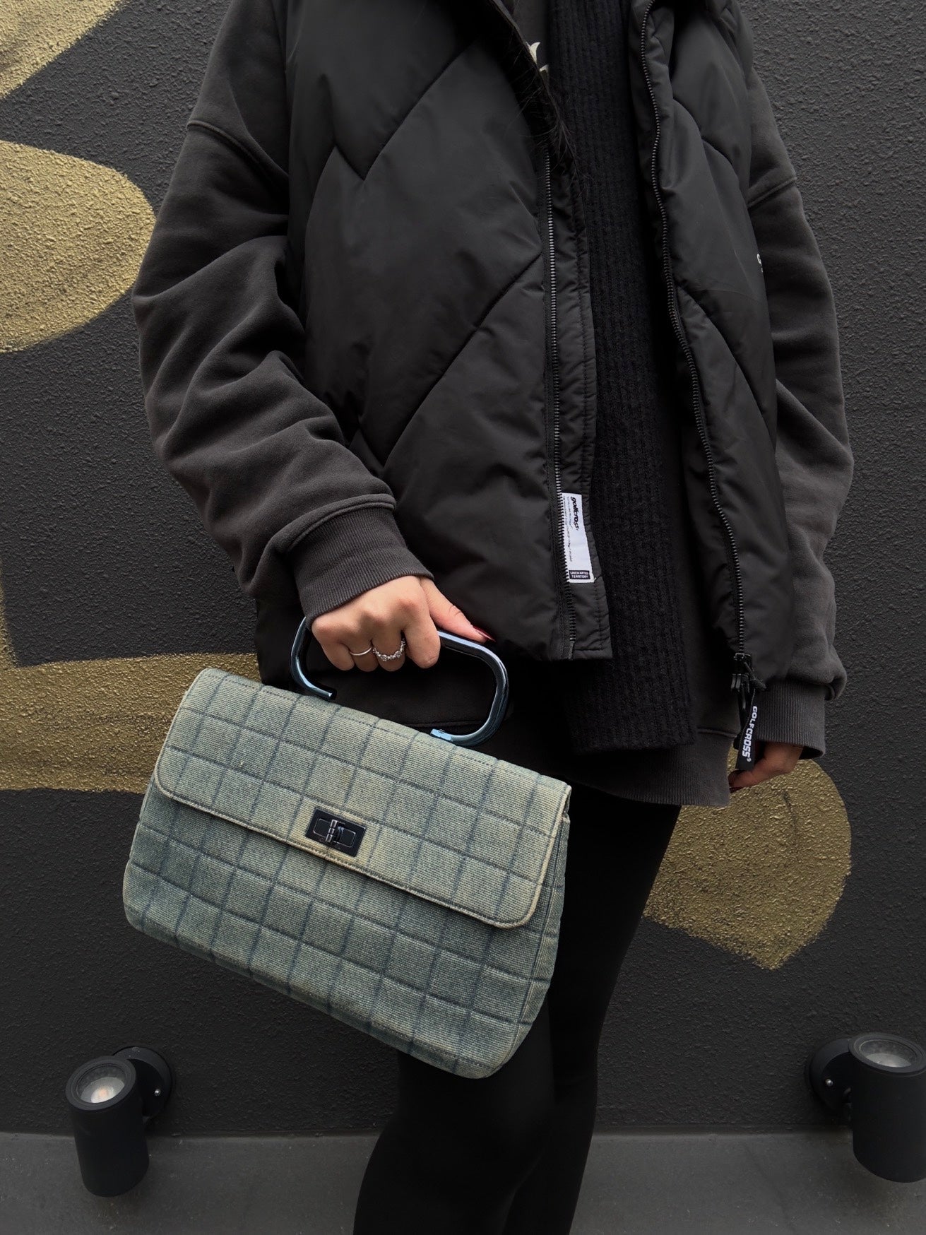 CHANEL Blue Denim Quilted Handbag, with Guarantee Card