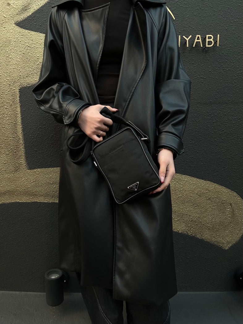 Prada Nylon Shoulder Bag in Black with Silver Hardware