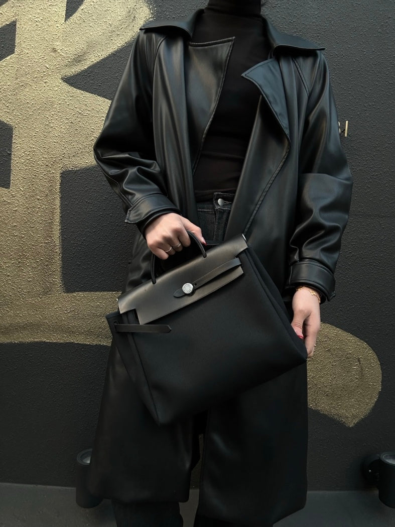 Hermes Ale Bag Ad PM 2-in-1 Canvas Backpack/Handbag Black with Silver Hardware Full Set (Padlock, Strap, 2 Keys, Clochette & Dust Bag)