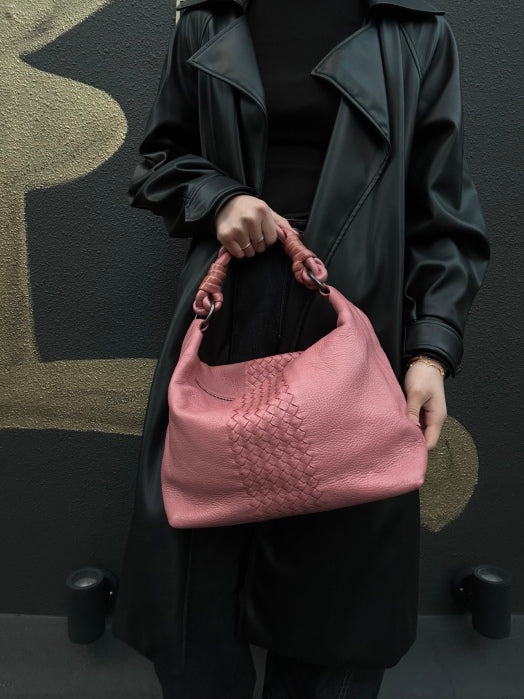 BOTTEGA VENETA Intrecciato Leather Handbag in Dusty Pink