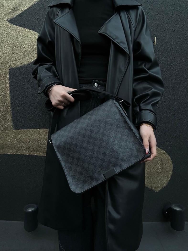 LOUIS VUITTON District MM Damier Graphite Shoulder Crossbody Bag - Black