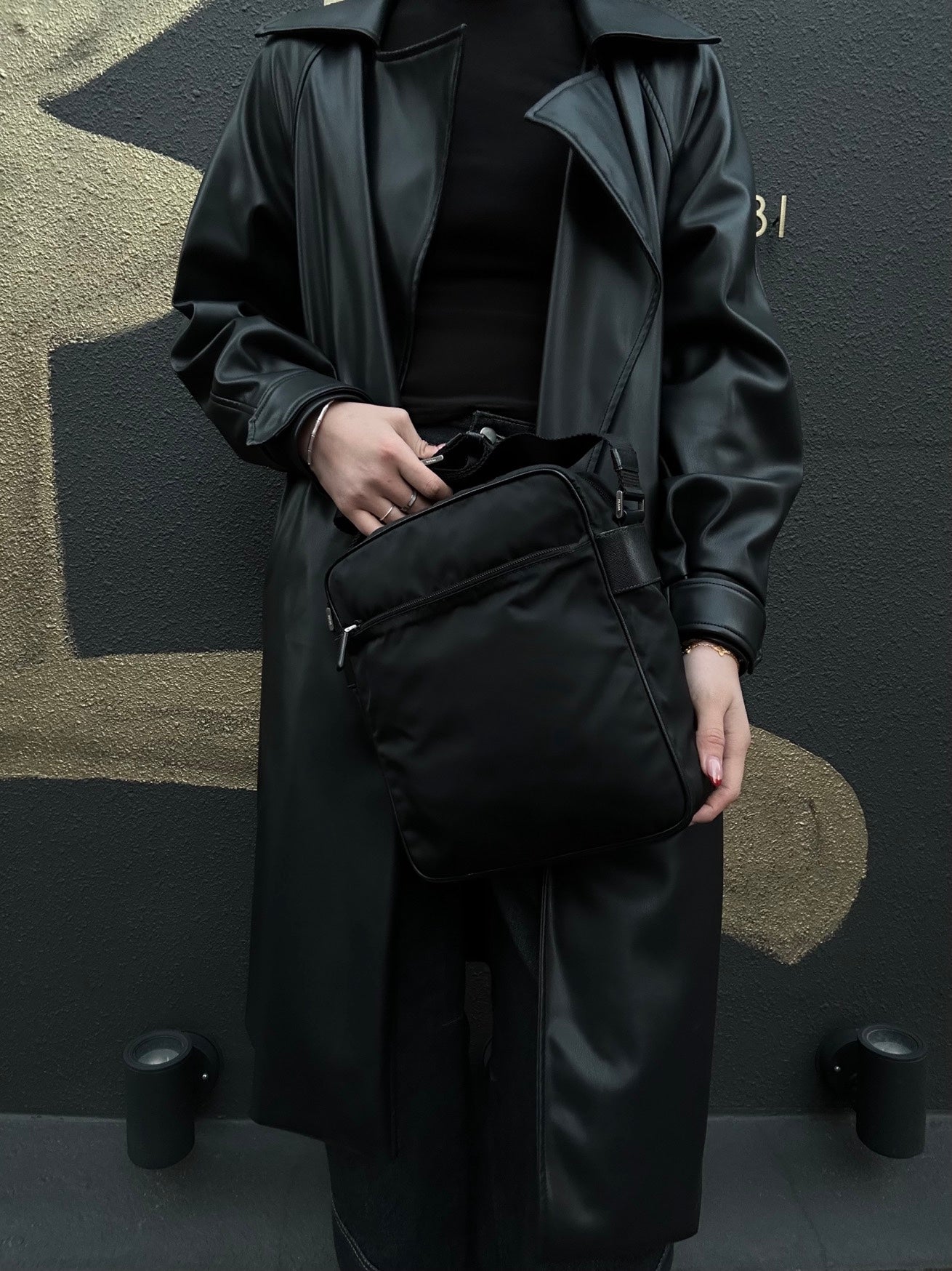 PRADA Black Nylon Shoulder Crossbody Bag with Guarantee Card