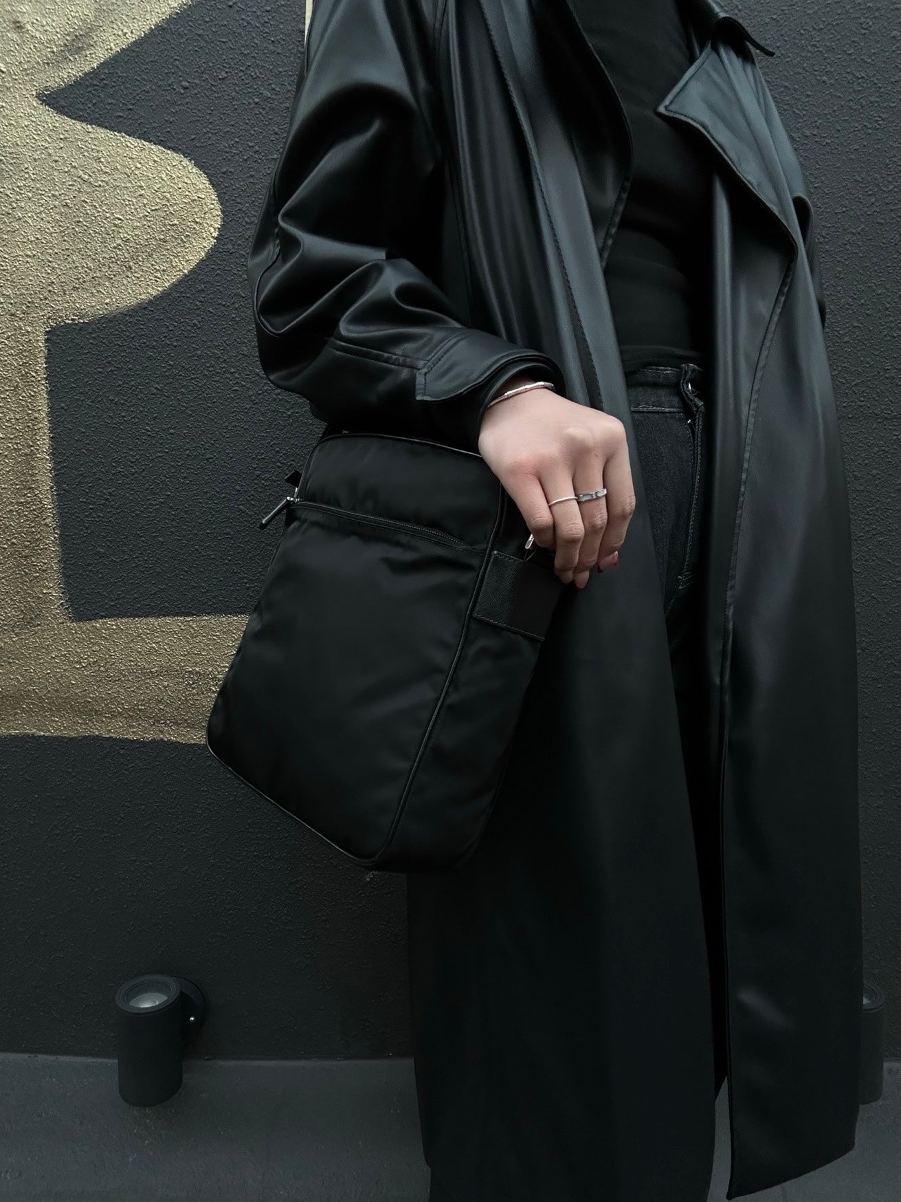 PRADA Black Nylon Shoulder Crossbody Bag with Guarantee Card