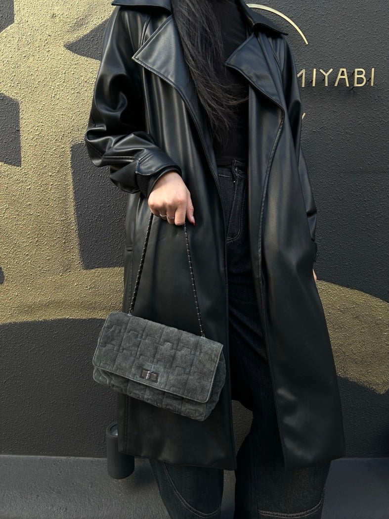 Chanel 2.55 Tweed & Suede Shoulder Bag in Black with Silver Hardware