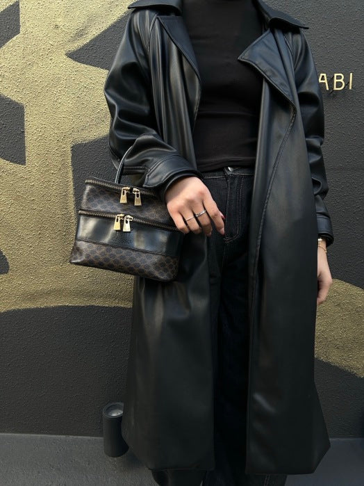 CELINE Macadam Handbag, Brown & Black, PVC (Box Style)