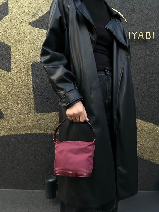 Ferragamo Burgundy Canvas Shoulder Bag
