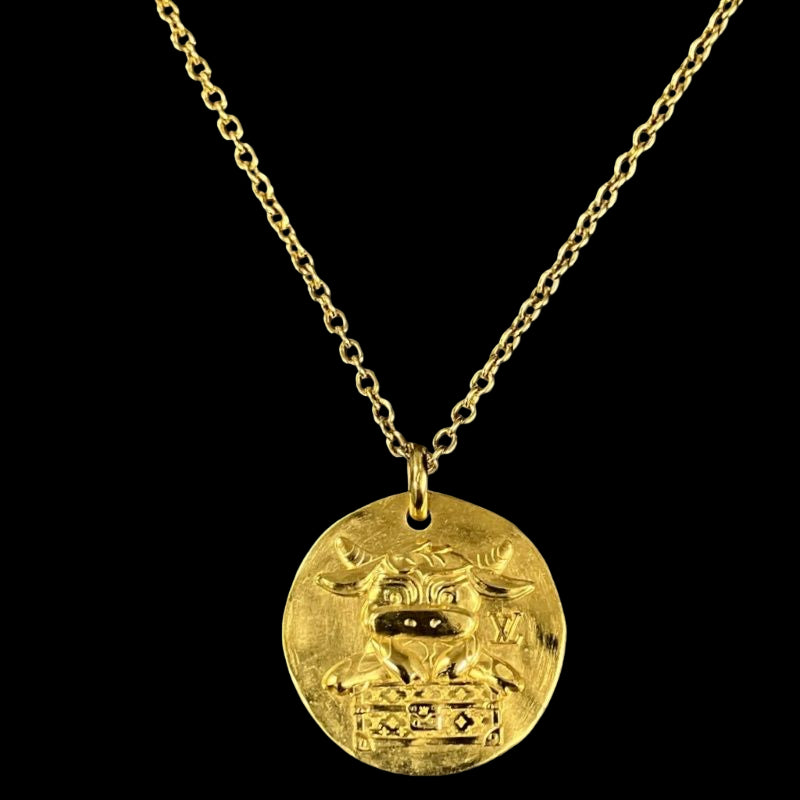 LOUIS VUITTON Collier Louis in the Sky Necklace, Cowhide, Gold-tone Metal Fittings, Comes with Original Box & Dust Bag