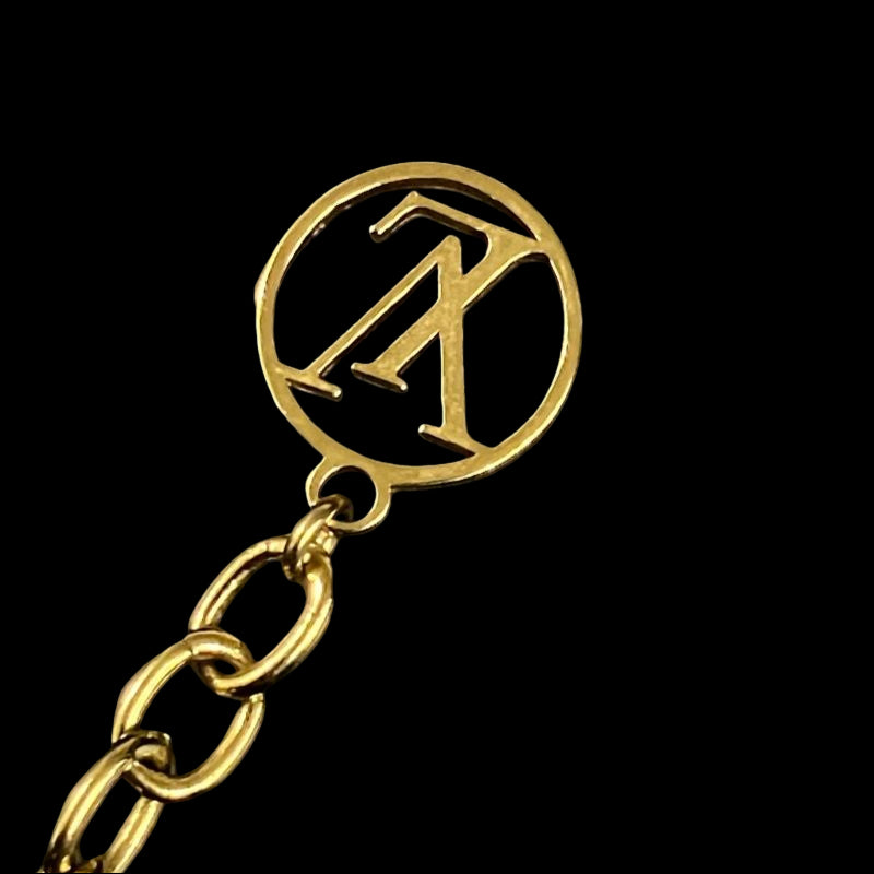 LOUIS VUITTON Collier Louis in the Sky Necklace, Cowhide, Gold-tone Metal Fittings, Comes with Original Box & Dust Bag