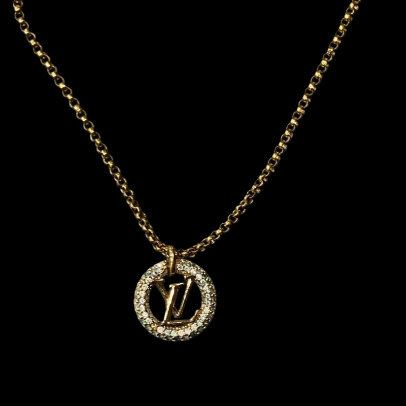 LOUIS VUITTON Louise By Night Necklace, Rhinestones, Gold-tone Metal Fittings, Comes with Original Box & Dust Bag