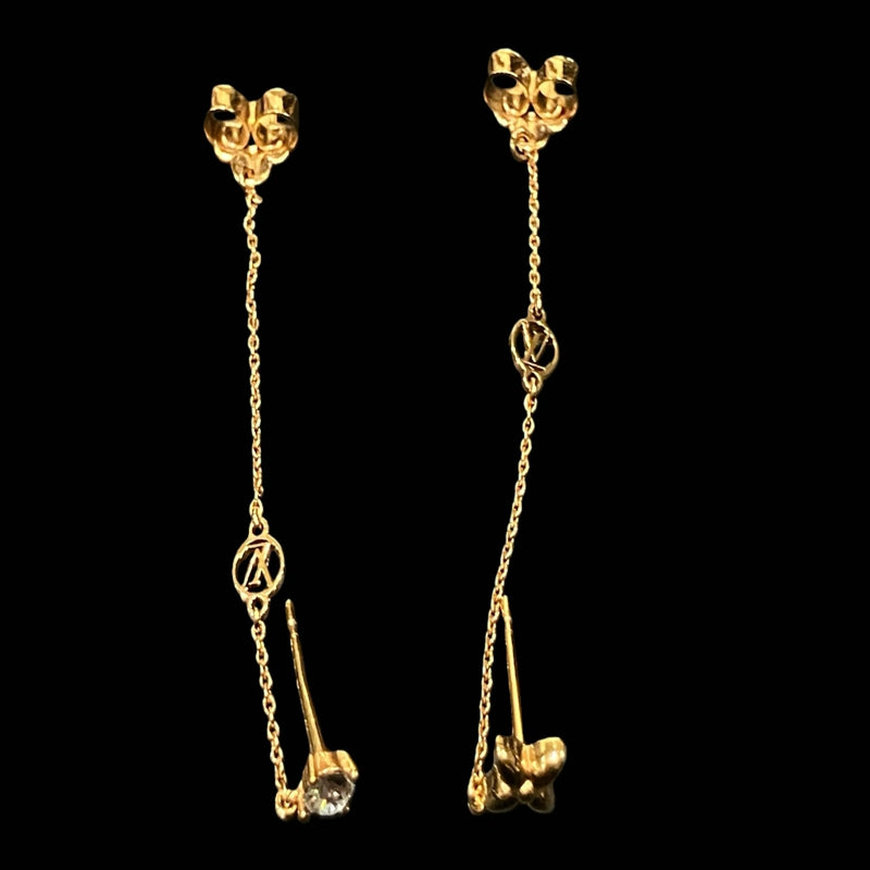 LOUIS VUITTON Buckle Dragee Petite Louis Drop Earrings, Gold-tone Metal Fittings, Comes with Original Box & Dust Bag