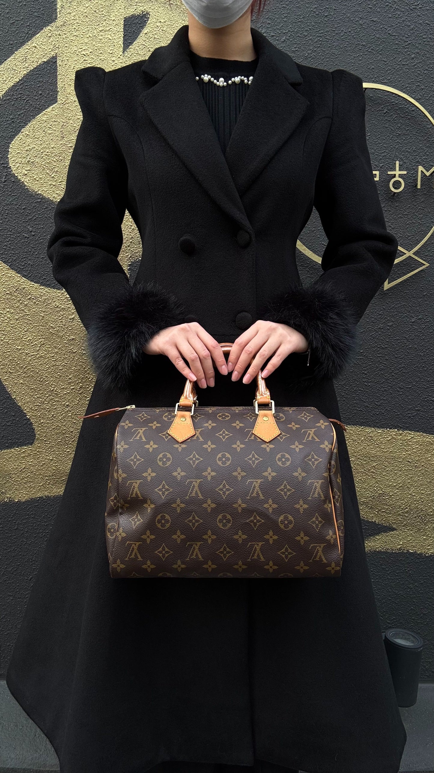 LOUIS VUITTON Speedy 35, Monogram Canvas, Brown Handbag, with Padlock & 2 Keys