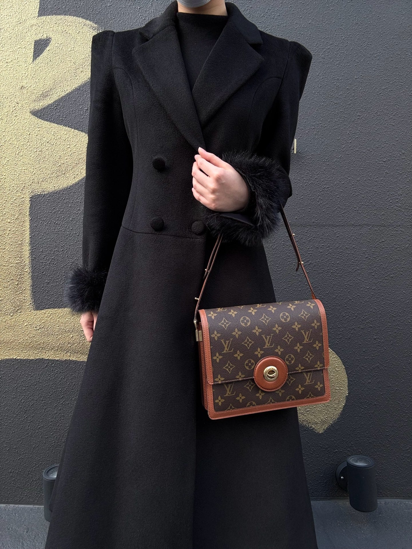 LOUIS VUITTON Raspail Monogram Shoulder Bag Brown LV Monogram PVC Shoulder Bag Handbag