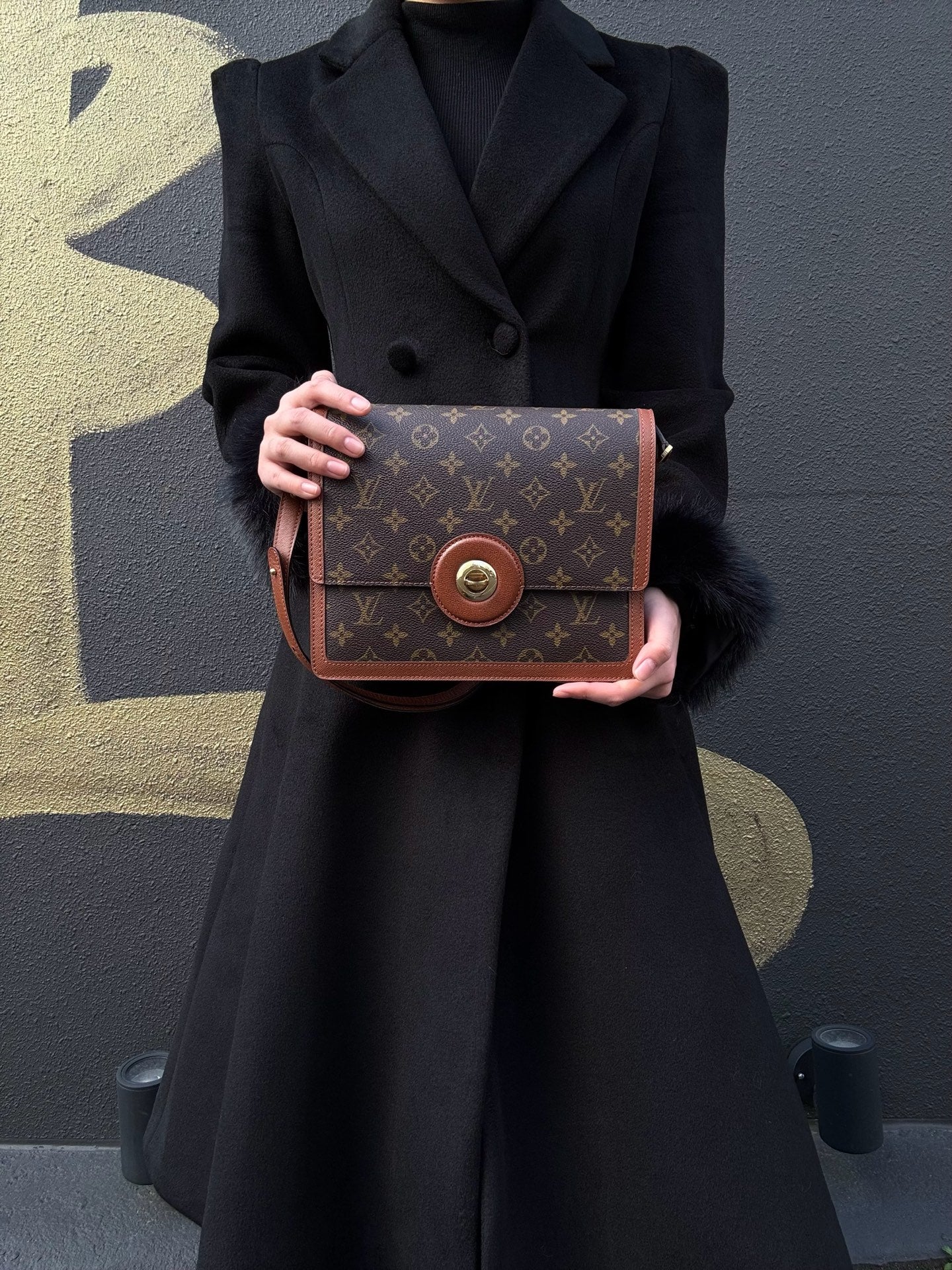 LOUIS VUITTON Raspail Monogram Shoulder Bag Brown LV Monogram PVC Shoulder Bag Handbag