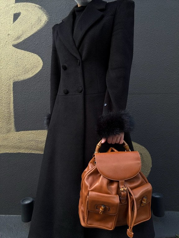 GUCCI Bamboo Backpack, Sheep Leather, Brown, Gold Hardware