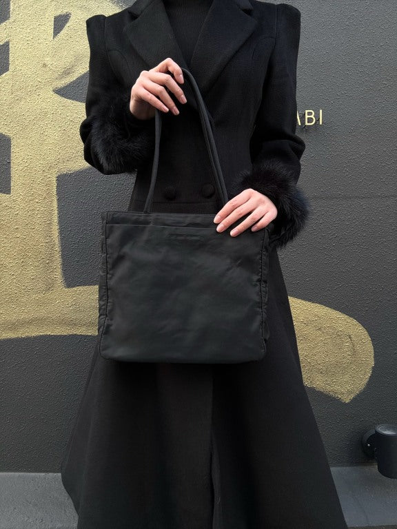 PRADA Nylon Tote Shoulder Bag, Black