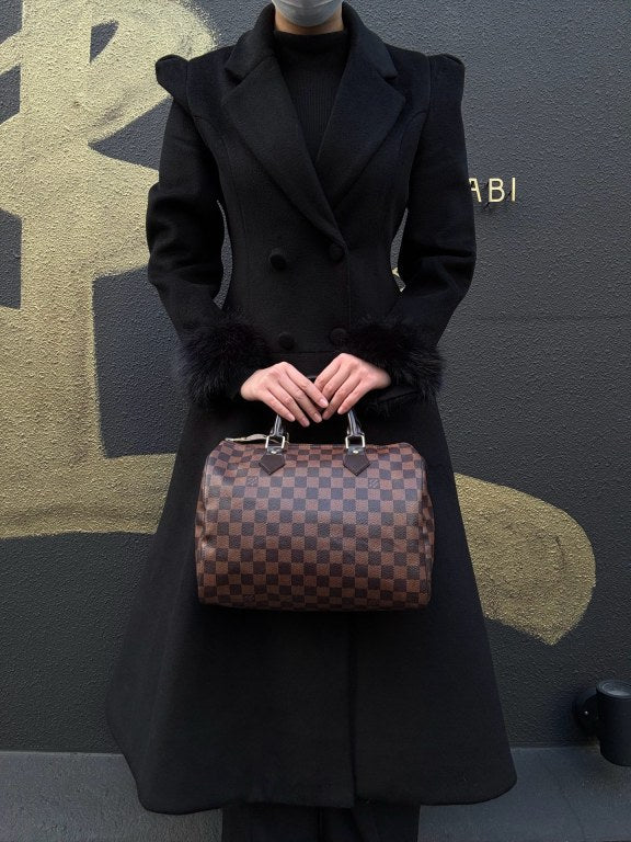 LOUIS VUITTON Speedy 30 Damier Ebene Handbag With Padlock & Two Keys LV Damier Speedy 30 Handbag