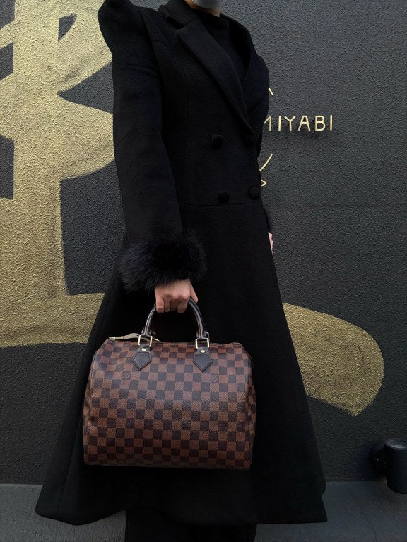 LOUIS VUITTON Speedy 30 Damier Ebene Handbag With Padlock & Two Keys LV Damier Speedy 30 Handbag