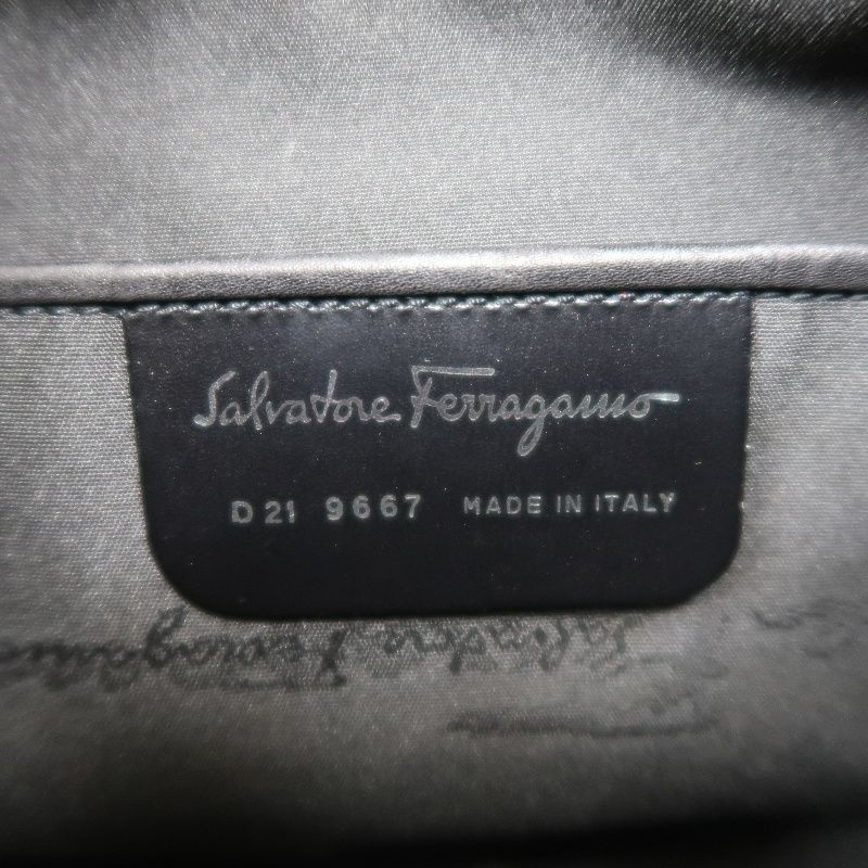 FERRAGAMO Check Wool Hobo Bag, Grey