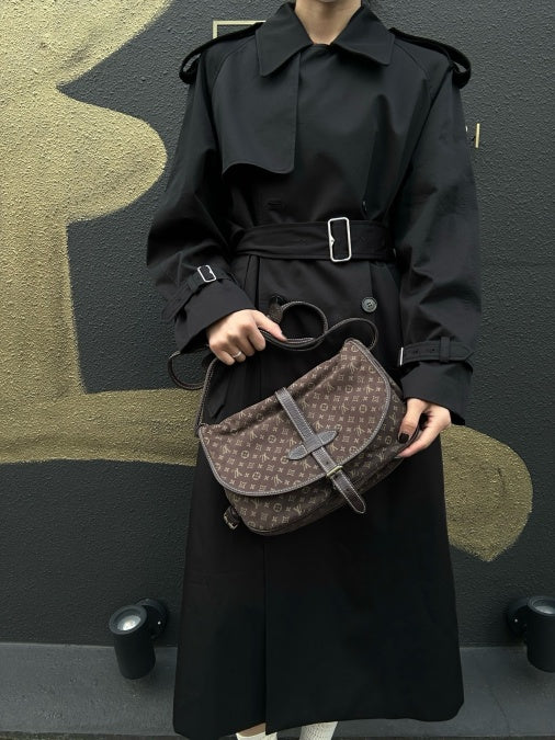 LOUIS VUITTON Monogram Mini Lin Saumur 30 Shoulder Bag, Brown Denim Canvas