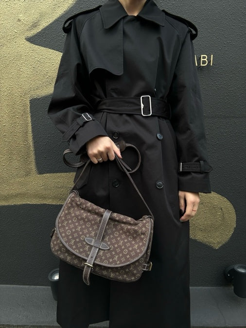 LOUIS VUITTON Monogram Mini Lin Saumur 30 Shoulder Bag, Brown Denim Canvas