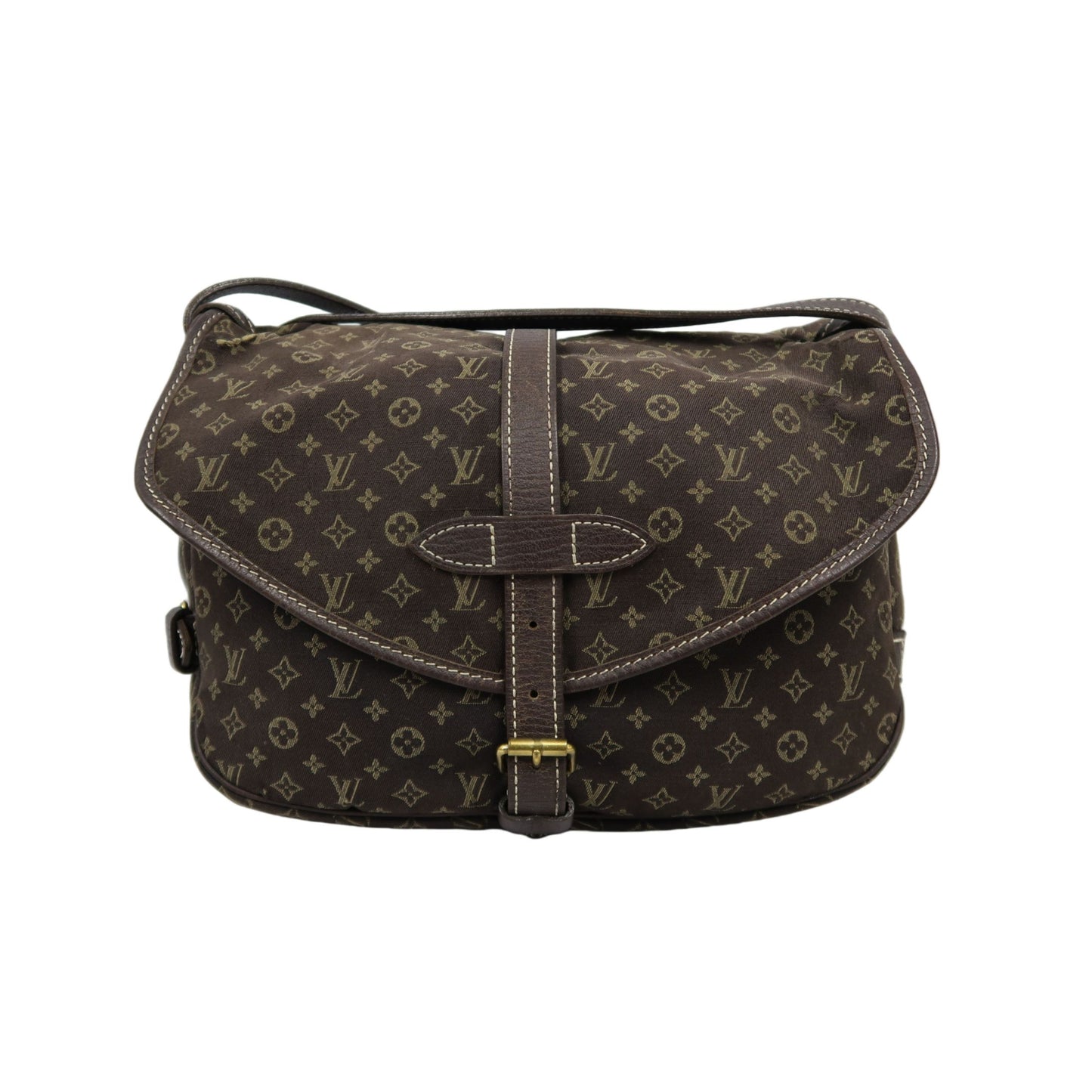LOUIS VUITTON Monogram Mini Lin Saumur 30 Shoulder Bag, Brown Denim Canvas