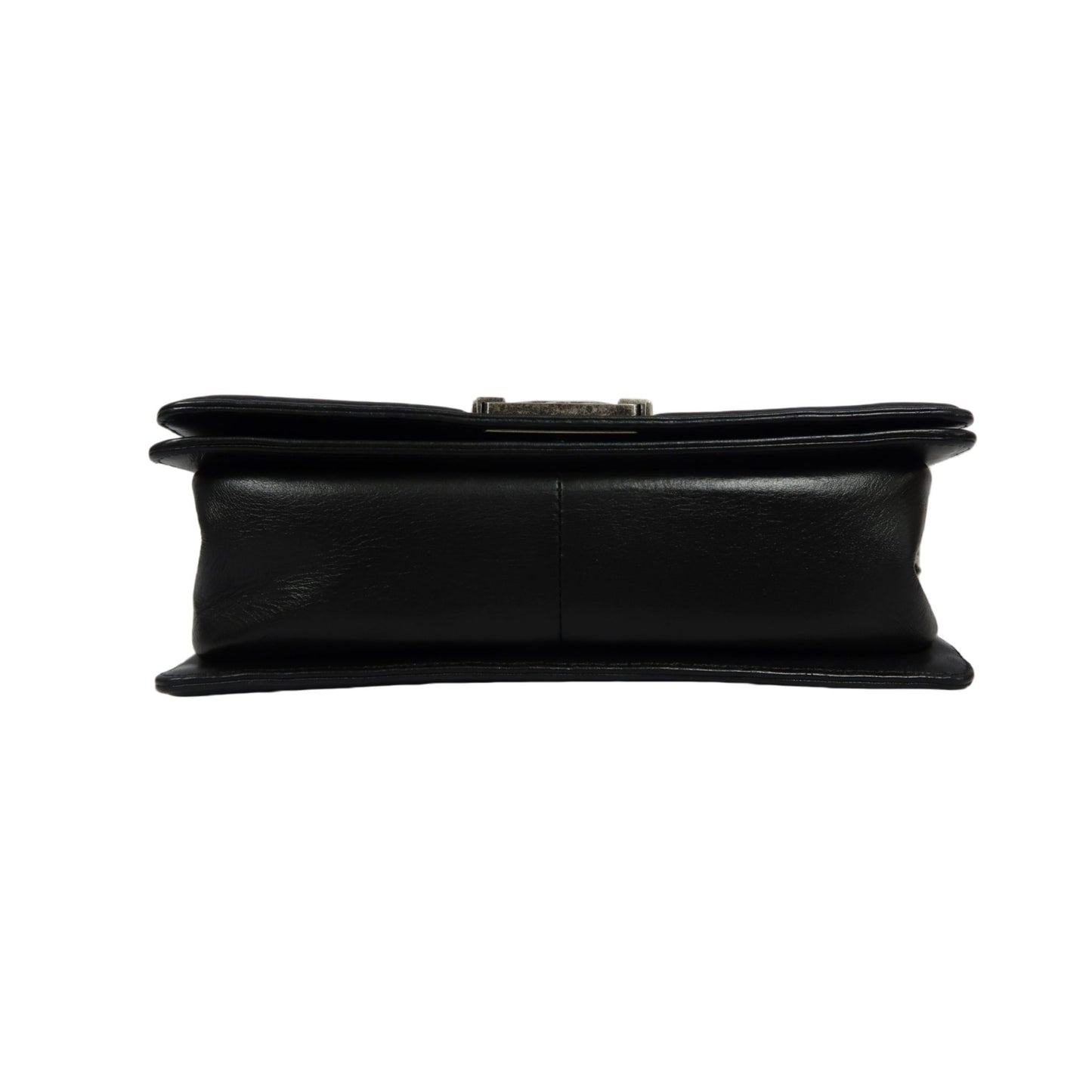 CHANEL Boy Matelasse Lambskin Black Shoulder Bag Silver Hardware