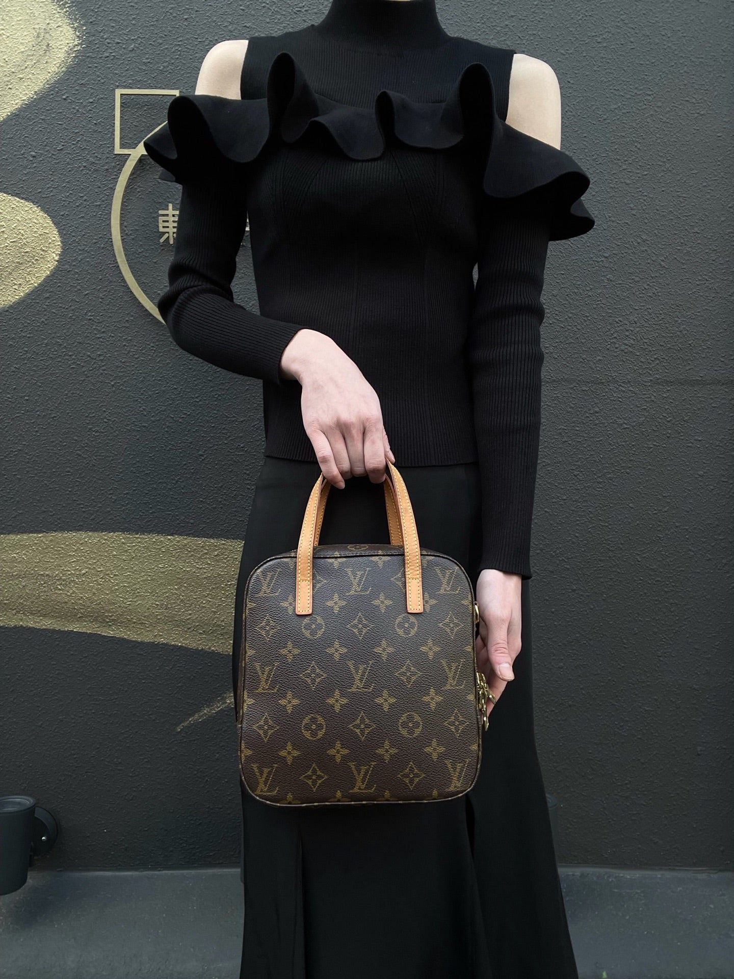 LOUIS VUITTON Spontini Monogram Handbag, Brown