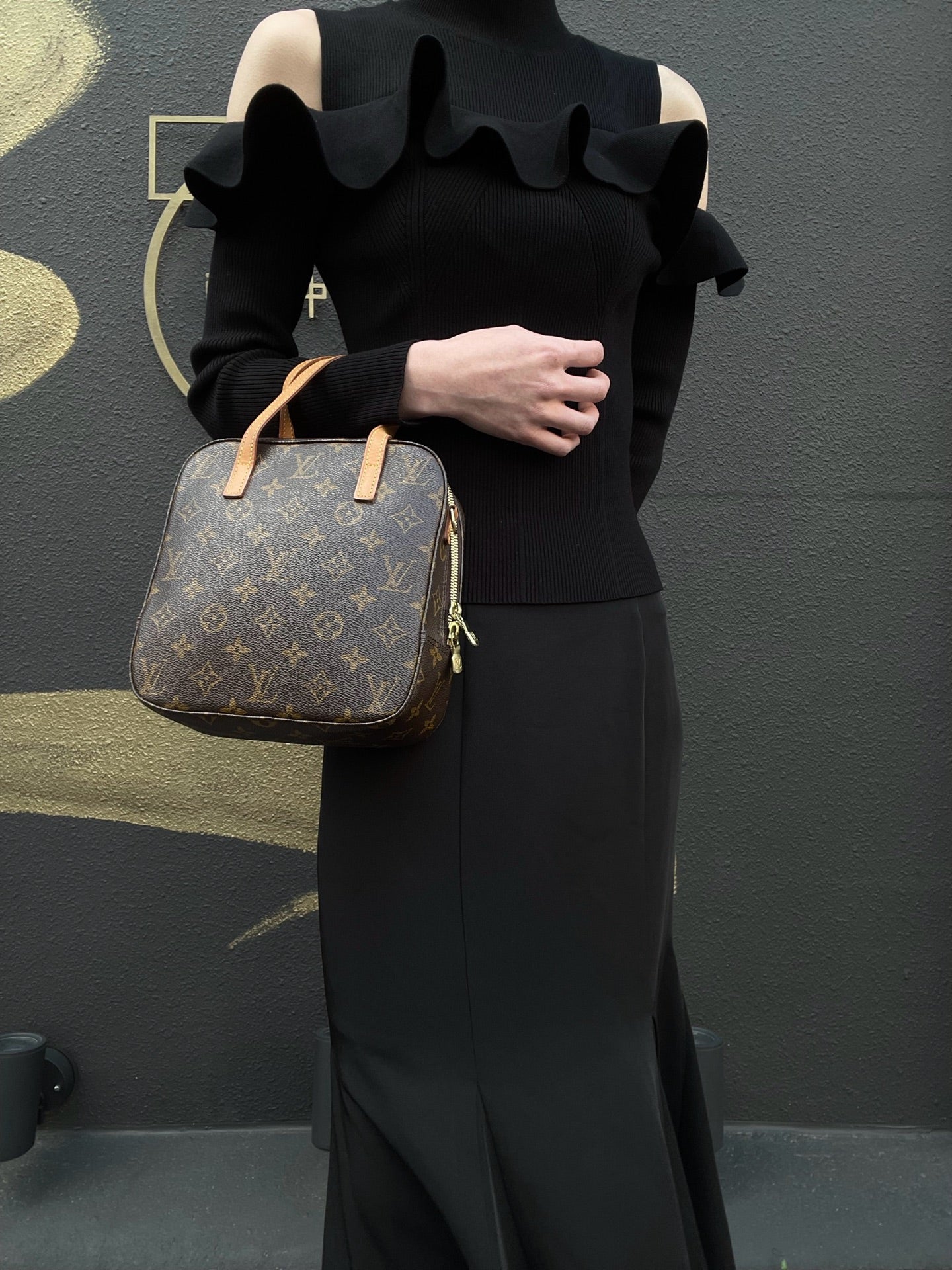 LOUIS VUITTON Spontini Monogram Handbag, Brown