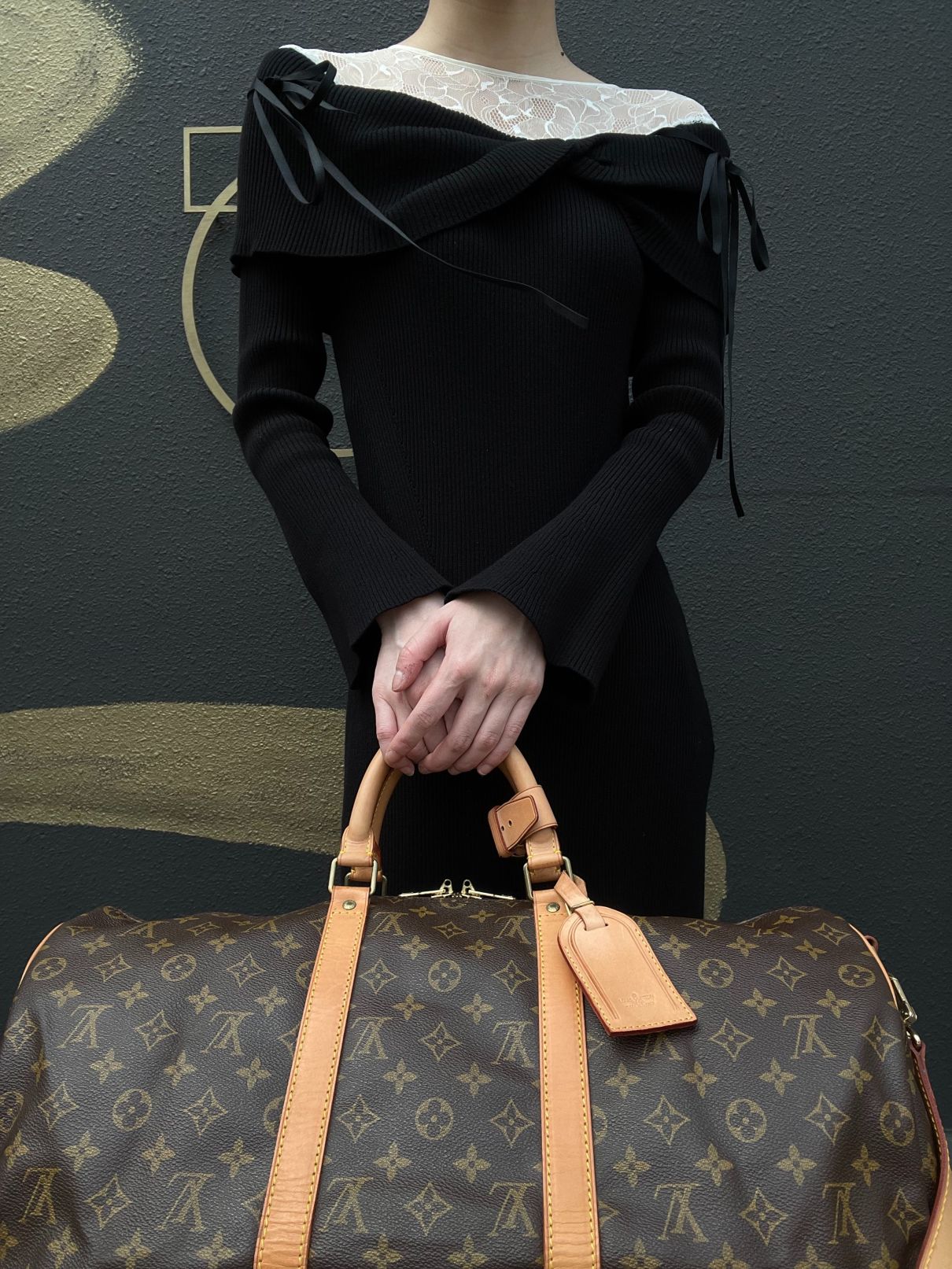 LOUIS VUITTON Monogram Keepall Bandoulière 50 Boston Travel Bag Pvc Brown With Shoulder Strap, Name Tag And Lock