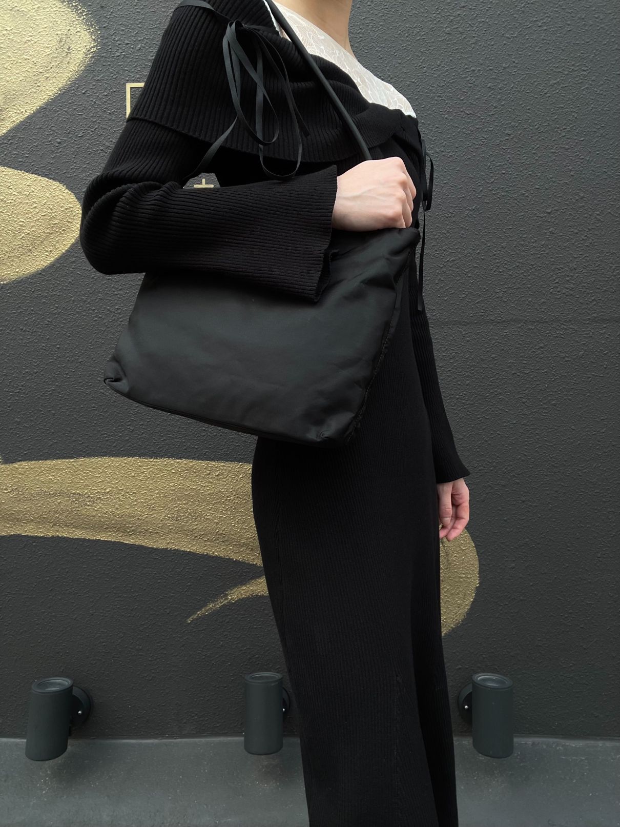 PRADA Tote Bag Black Nylon with Silver Hardware, Includes Guarantee Card