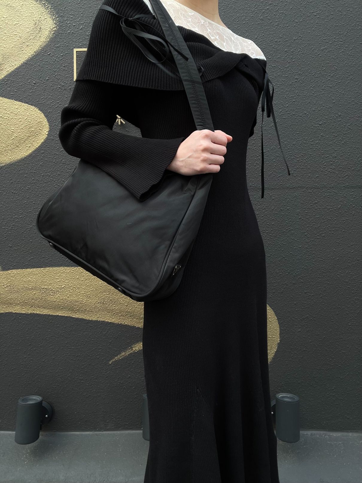 PRADA One-Shoulder Bag Black Nylon
