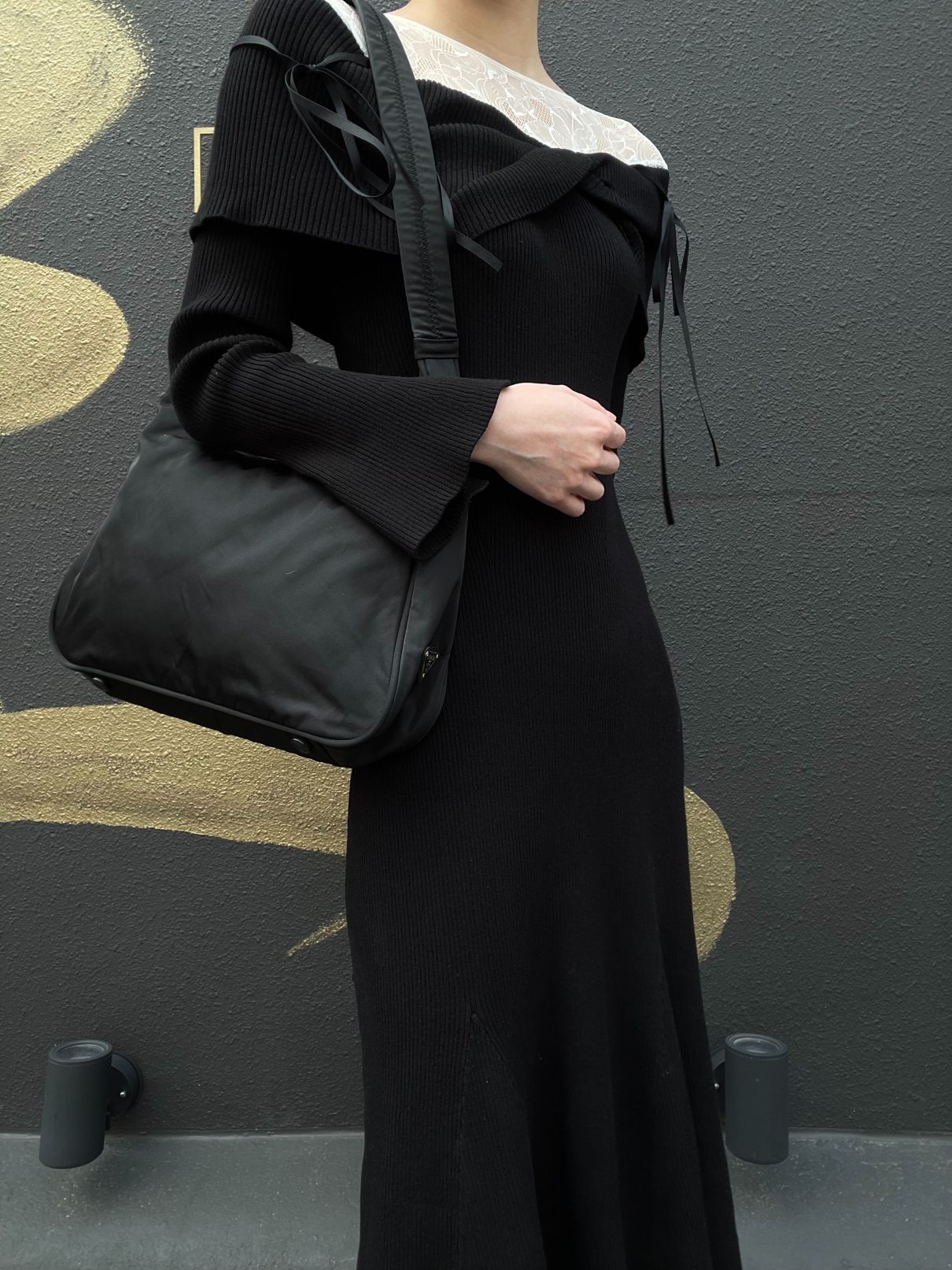 PRADA One-Shoulder Bag Black Nylon