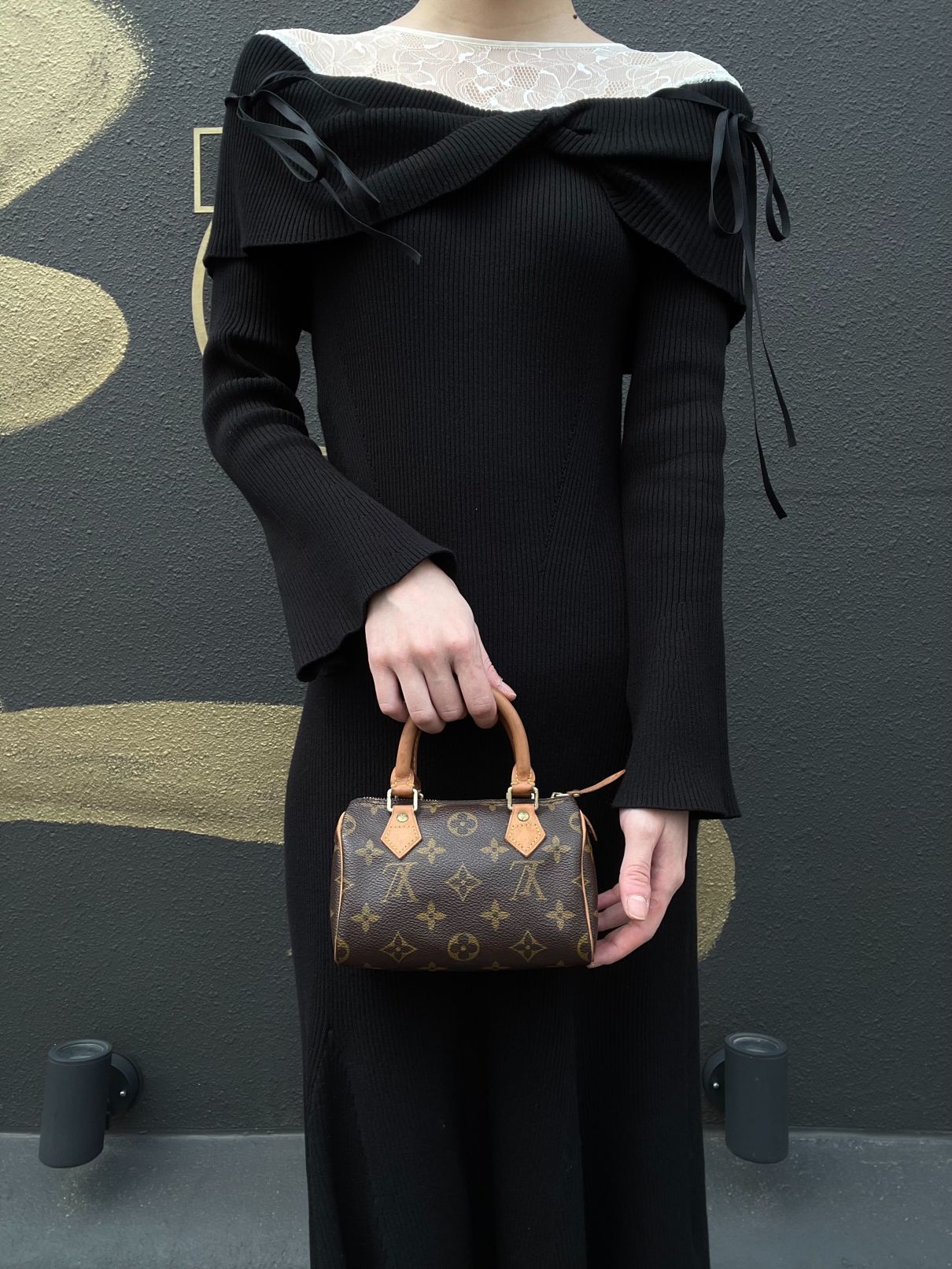 LOUIS VUITTON Monogram Nano Speedy Handbag PVC Brown