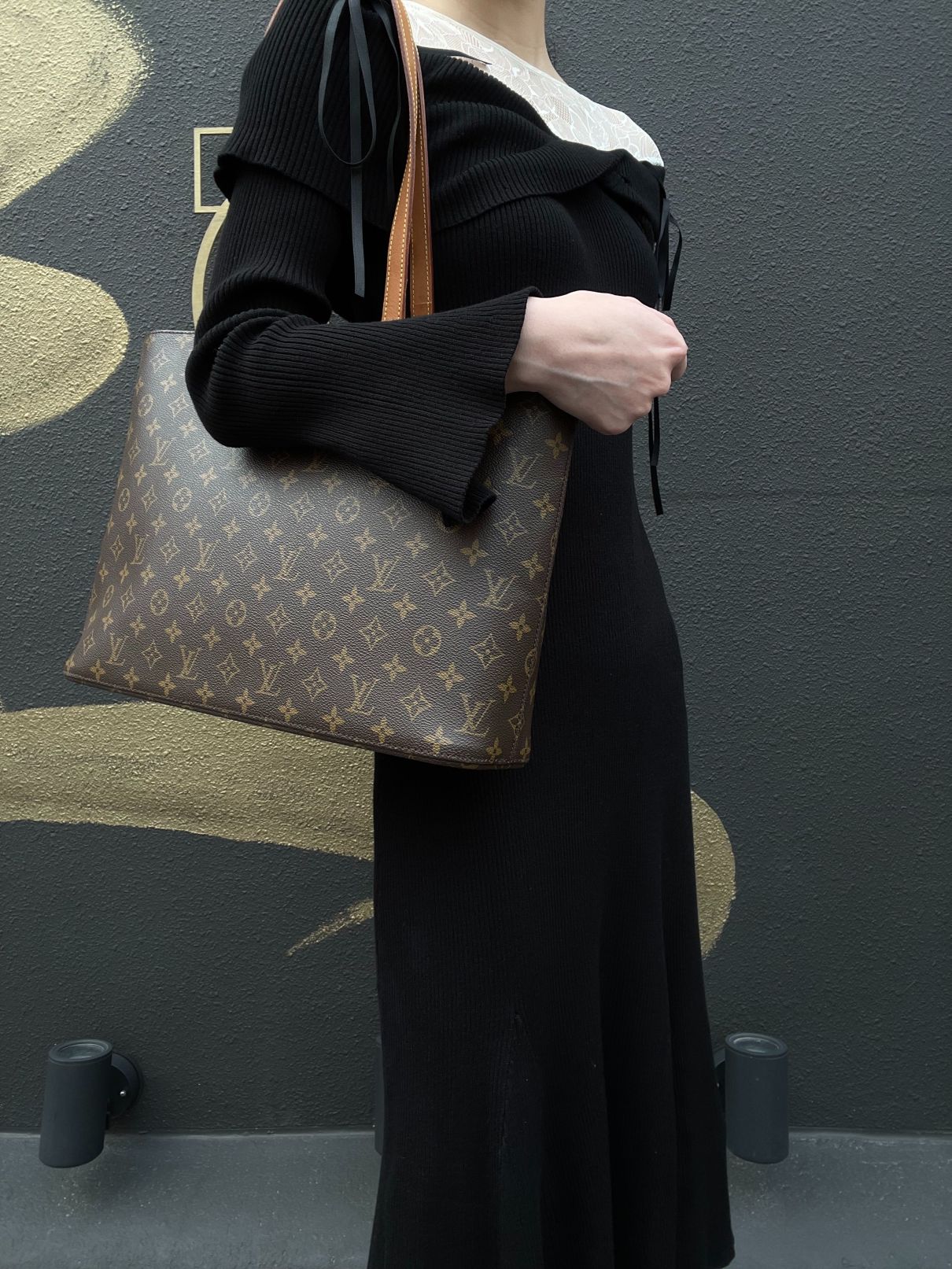 LOUIS VUITTON Luco Monogram Canvas Tote Bag Brown Shoulder Bag