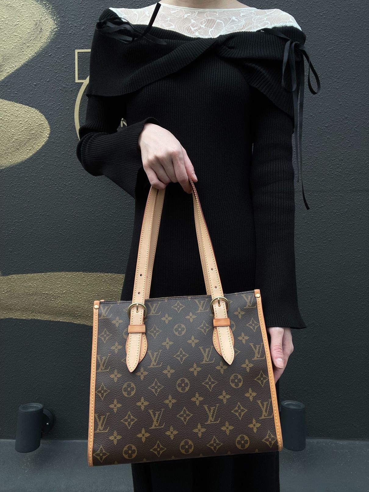 LOUIS VUITTON Popincourt Monogram Canvas Shoulder Bag Brown Tote Bag