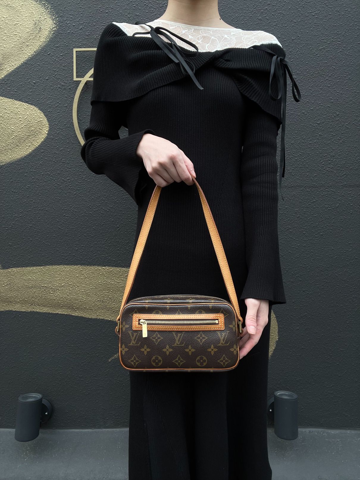 LOUIS VUITTON Pochette Cite Monogram Canvas Shoulder Bag Brown