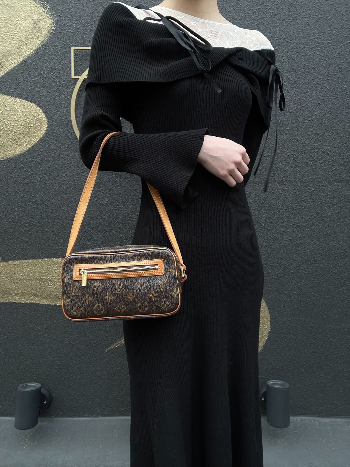LOUIS VUITTON Pochette Cite Monogram Canvas Shoulder Bag Brown