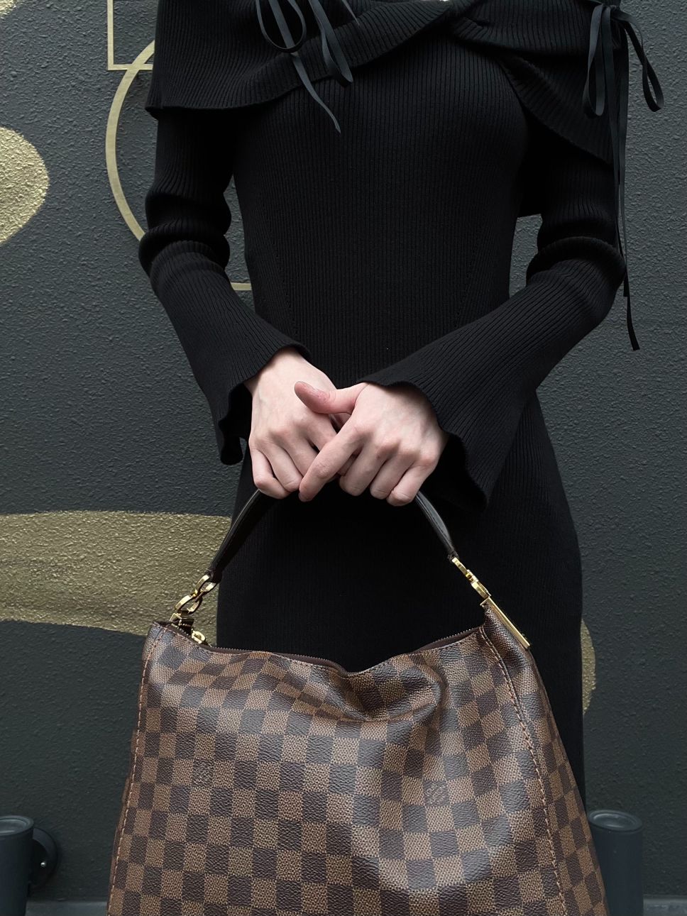 LOUIS VUITTON Damier Portobello Tote Bag PVC Brown Gold Hardware